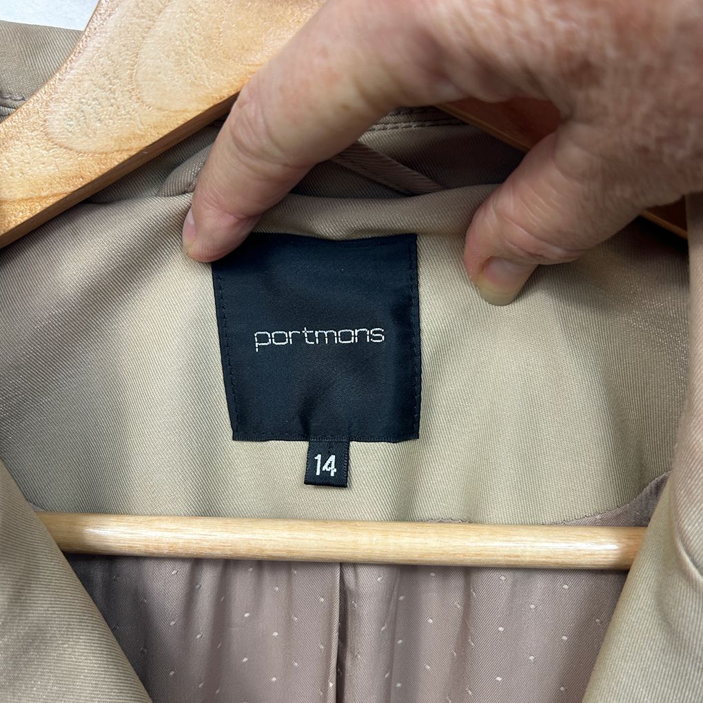 Portmans Beige Cotton Trench Coat - Size 14