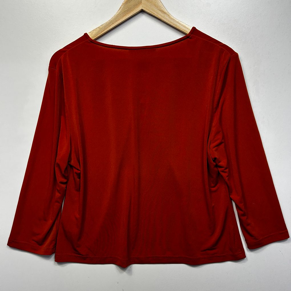 Stitches Petites Rust Long Sleeve  Top - Size 16