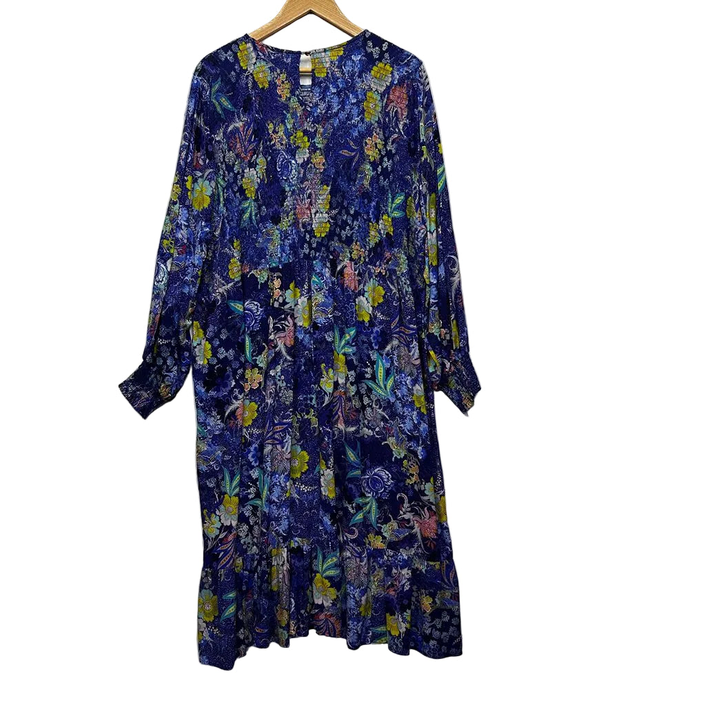 Virtuelle Blue Floral Shirred Maxi Dress - Size 20