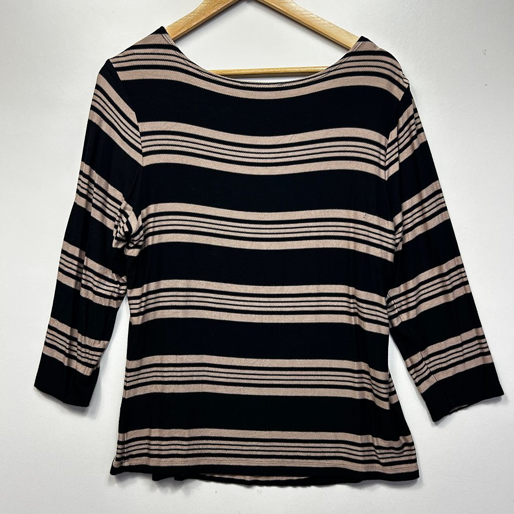 Sportscraft Black Striped Top - Size L