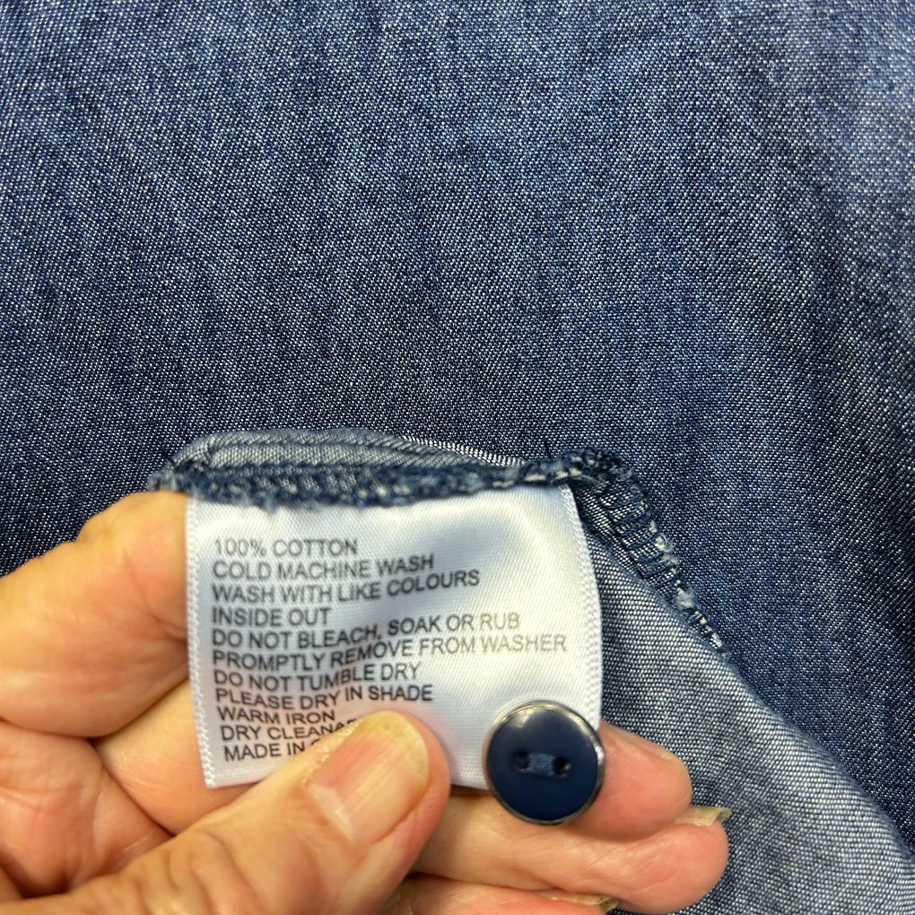 Black Pepper Blue Chambray Cotton Shirt Dress - Size 16