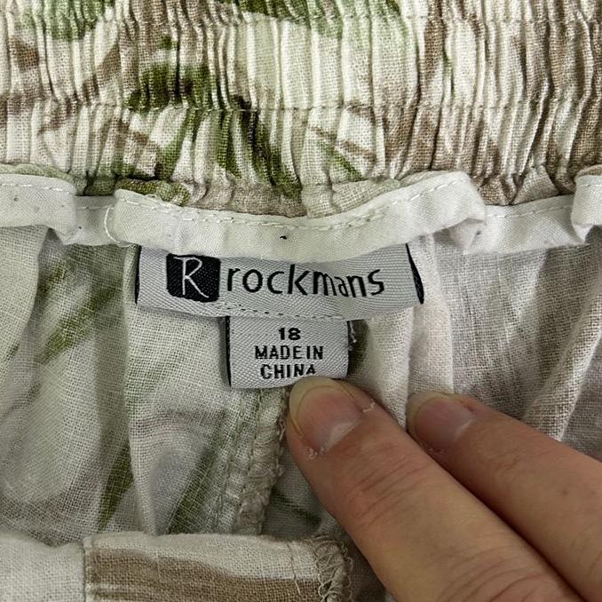 Rockmans Cream Leaf Linen Pants - Size 18
