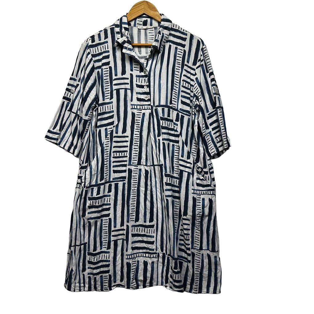 Abel The Label Navy Print Dress - Size L