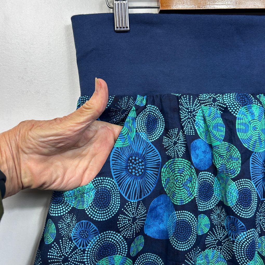 Blue Teal Boho Print Reversible Skirt - Size 14?
