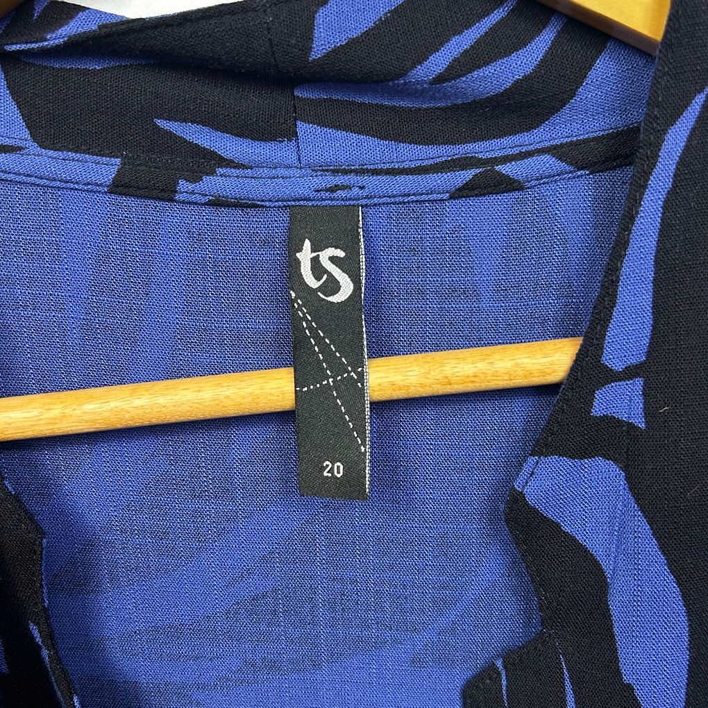 Taking Shape Blue and Black Print Duster Jacket - Size 20