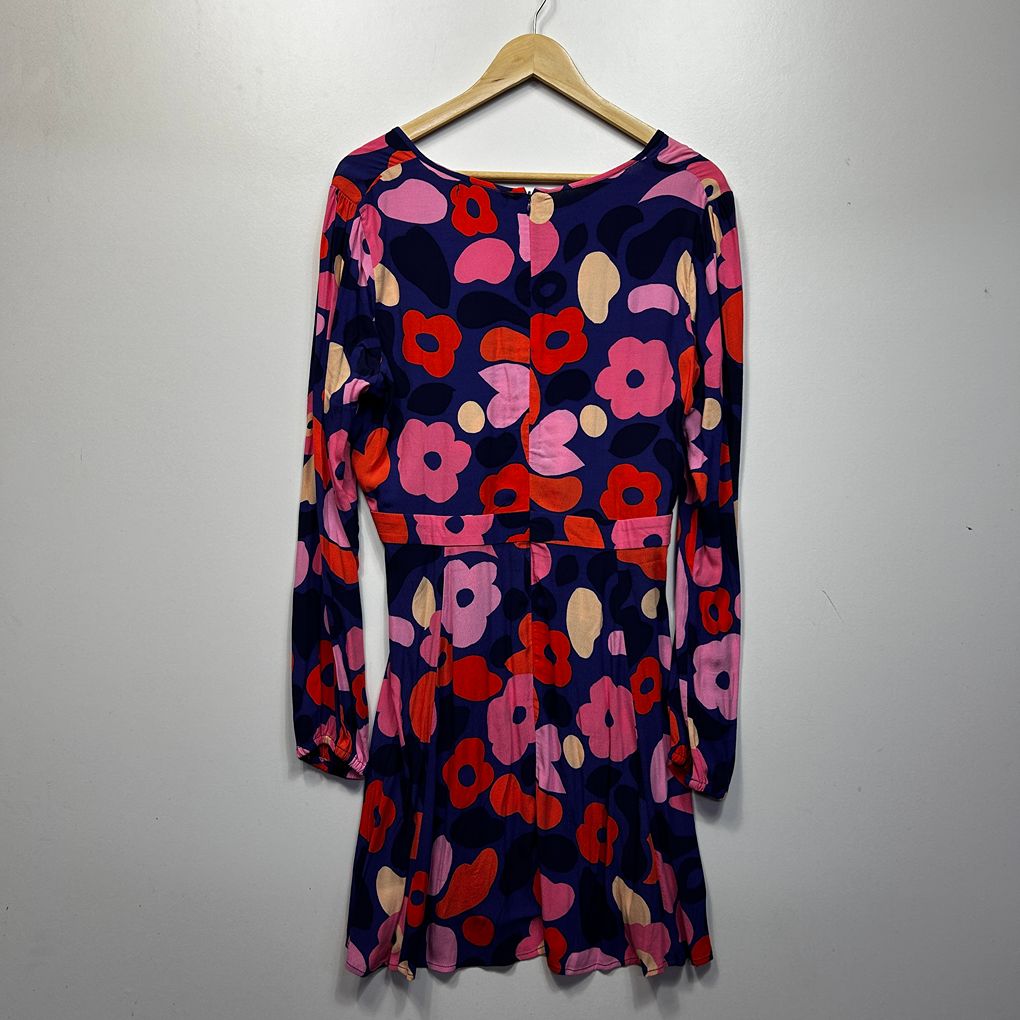 Mister Zimi Multicoloured Floral Long Sleeve Dress - Size 14