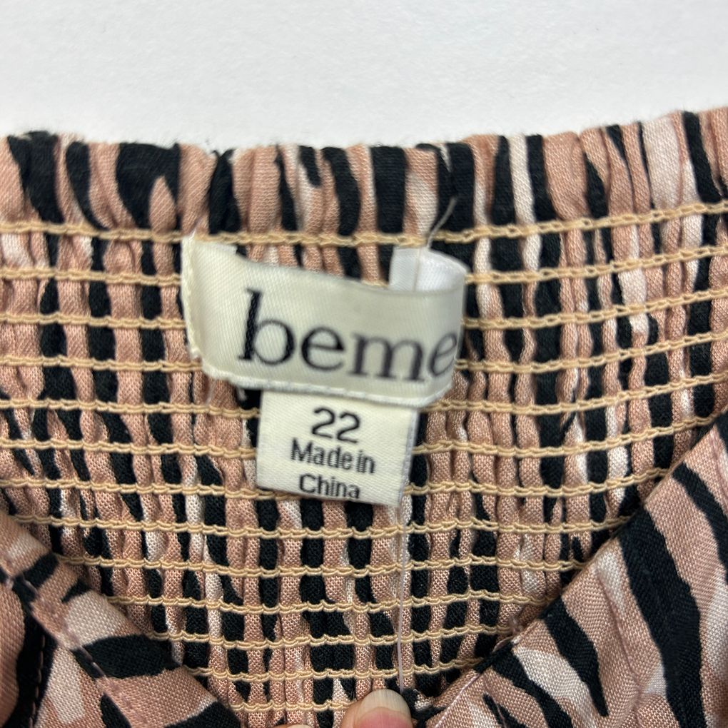 Beme Brown Animal Print Linen Dress - Size 22