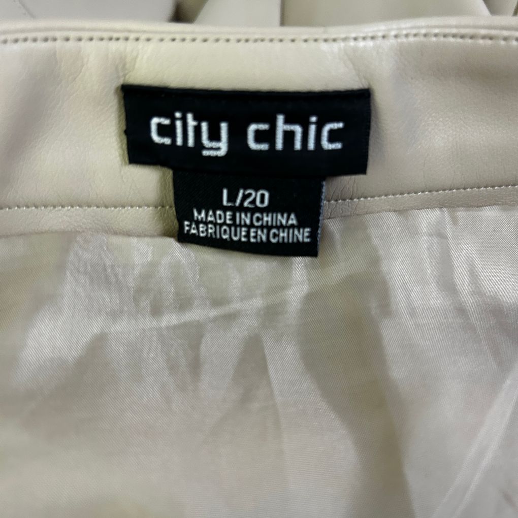 City Chic Beige Plus Size Faux Leather Skirt - Size L/20