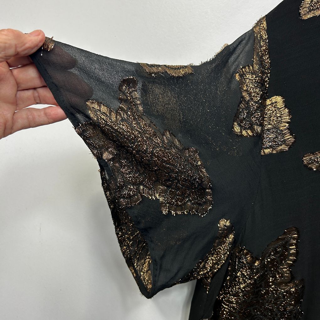 Taking Shape Black & Gold Top - Size 18