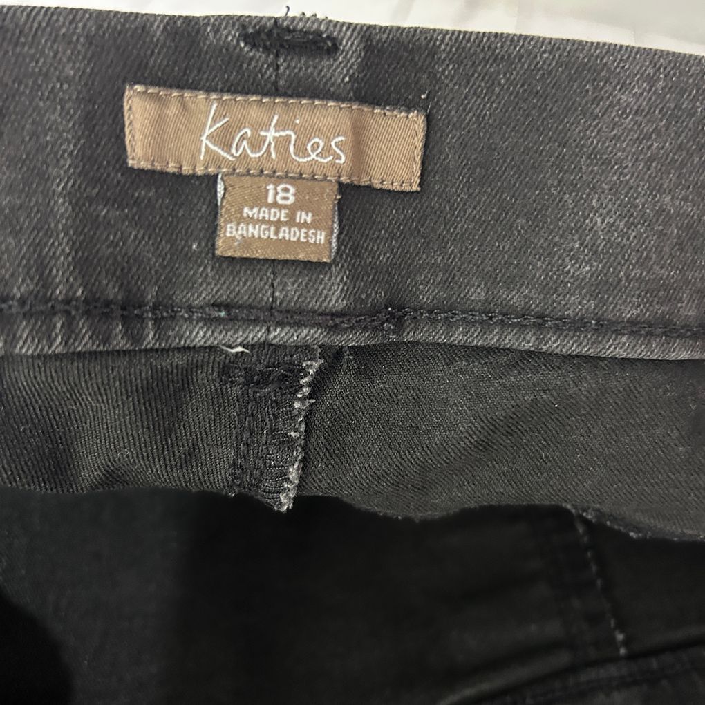 Katies Washed Black Pull On Jeans - Size 18