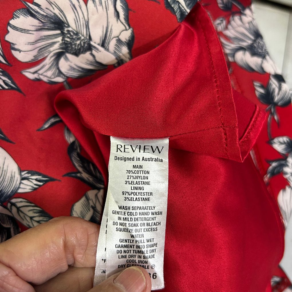 Review Red Floral Cotton Skirt - Size 12