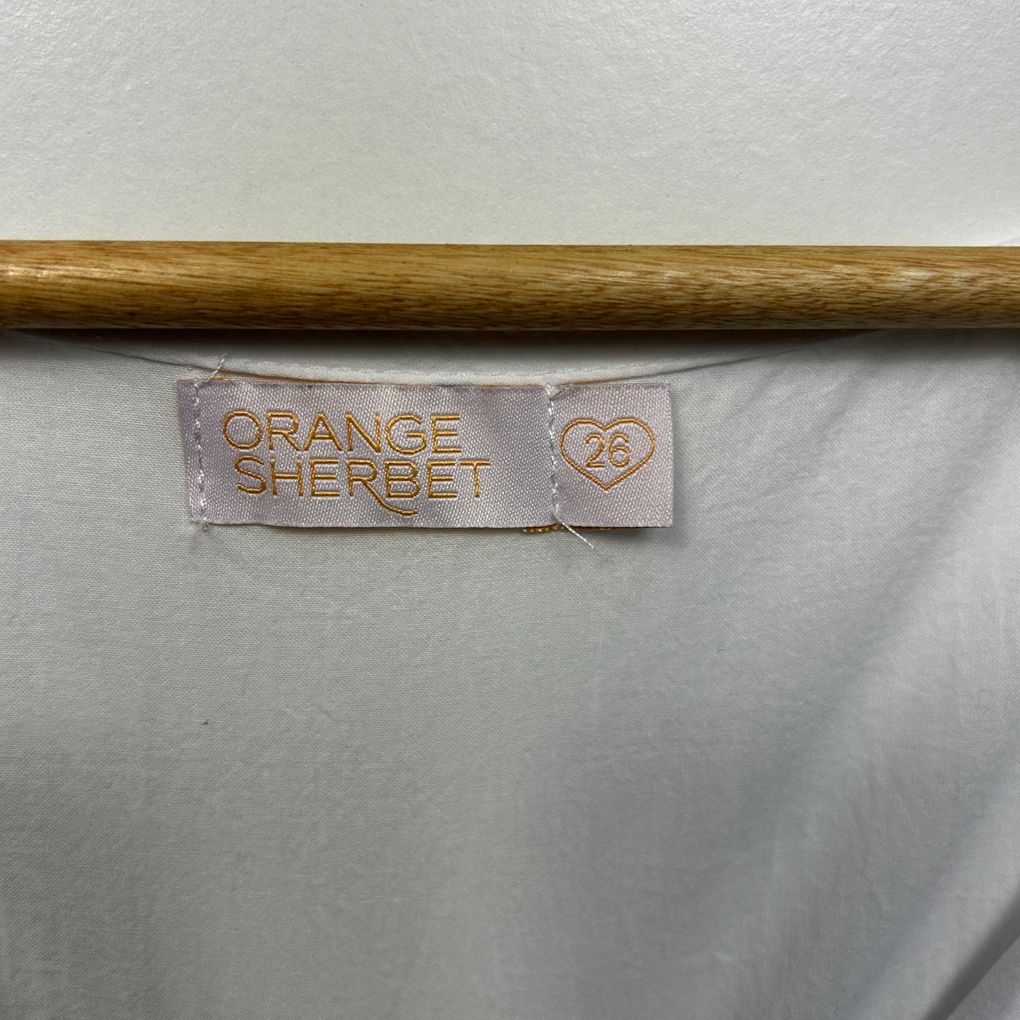 Orange Sherbet White Plus Size Cotton Top - Size 26