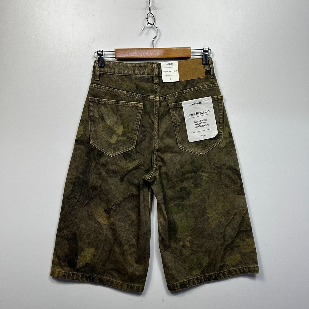 Cotton On Womens Green Camo Super Baggy Denim Jort Shorts Size 26 (AU 8) NWT ebay