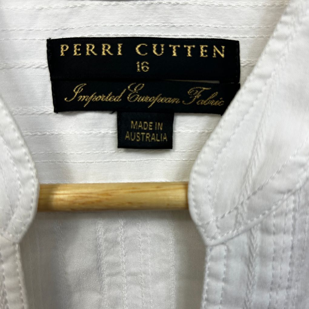 Perri Cutten White Cotton Shirt - Size 16