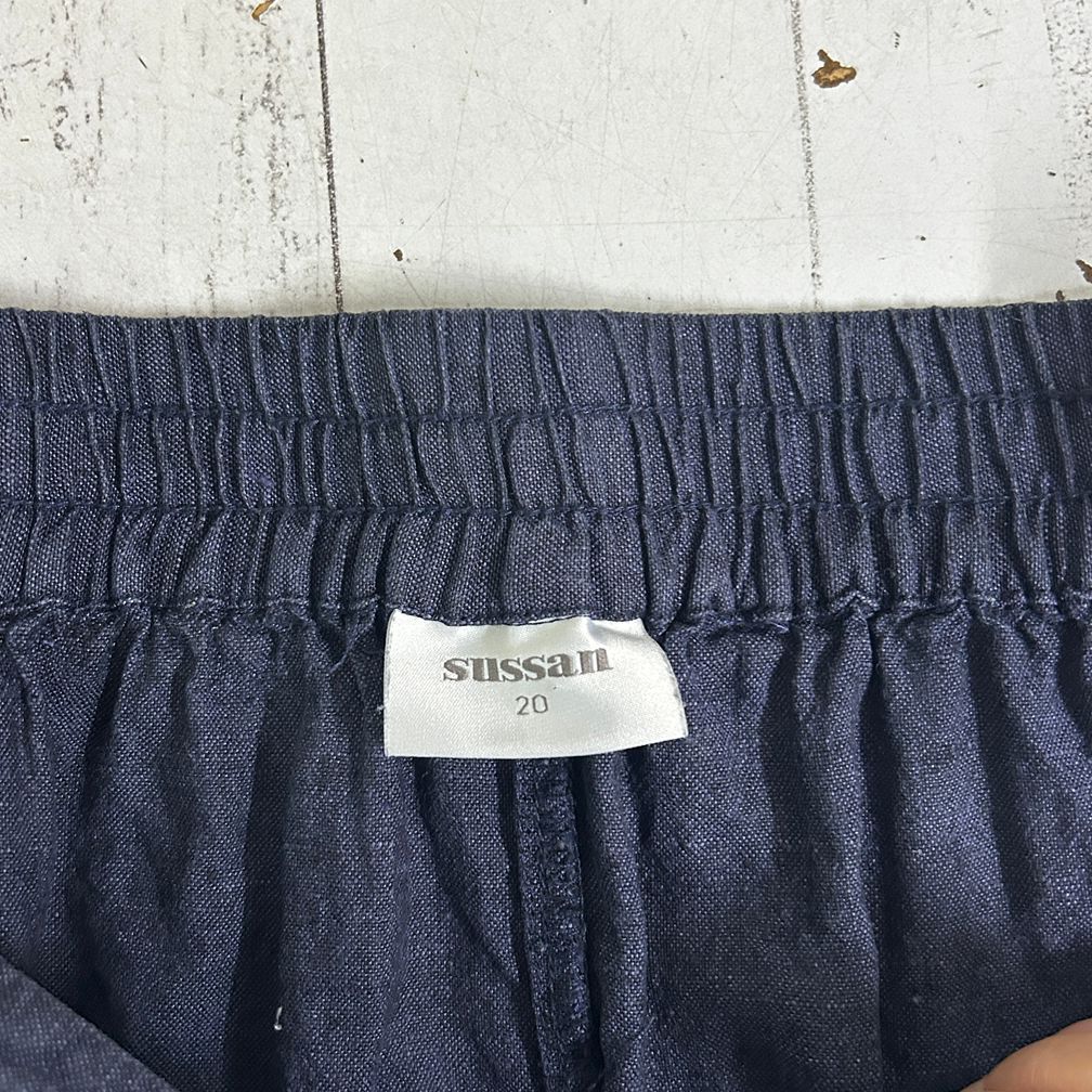 Sussan Navy Plus Size Linen Pants - Size 20