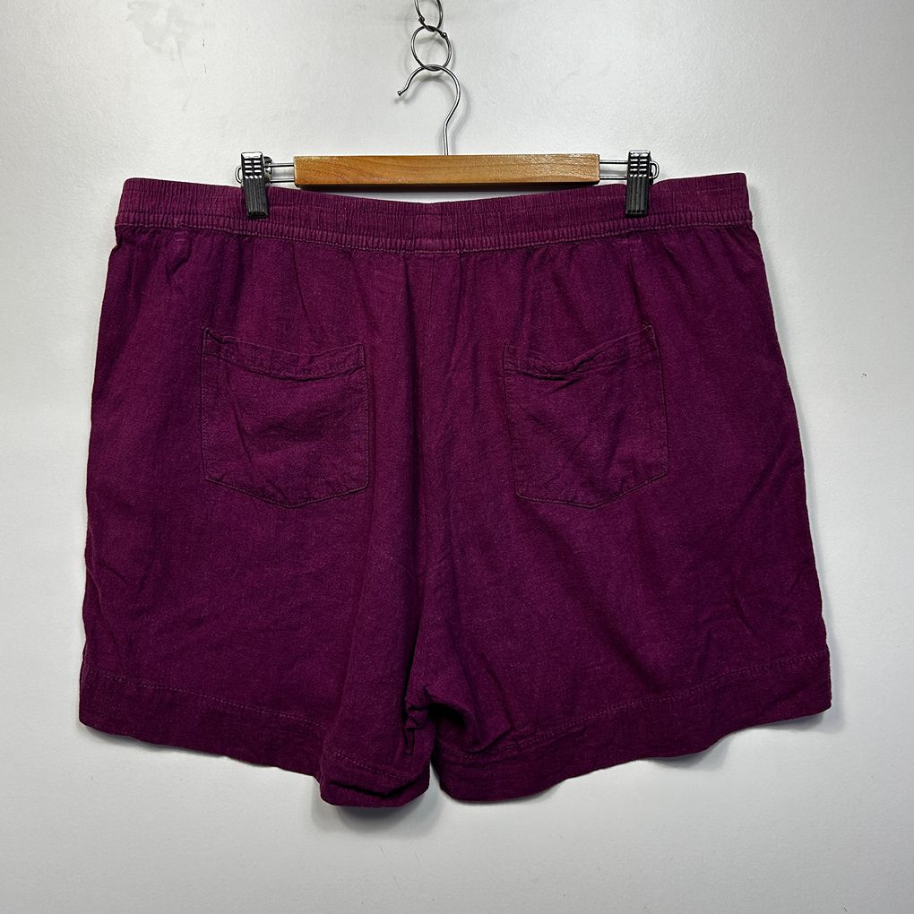 Rockmans Purple Plus Size Linen Shorts - Size 20