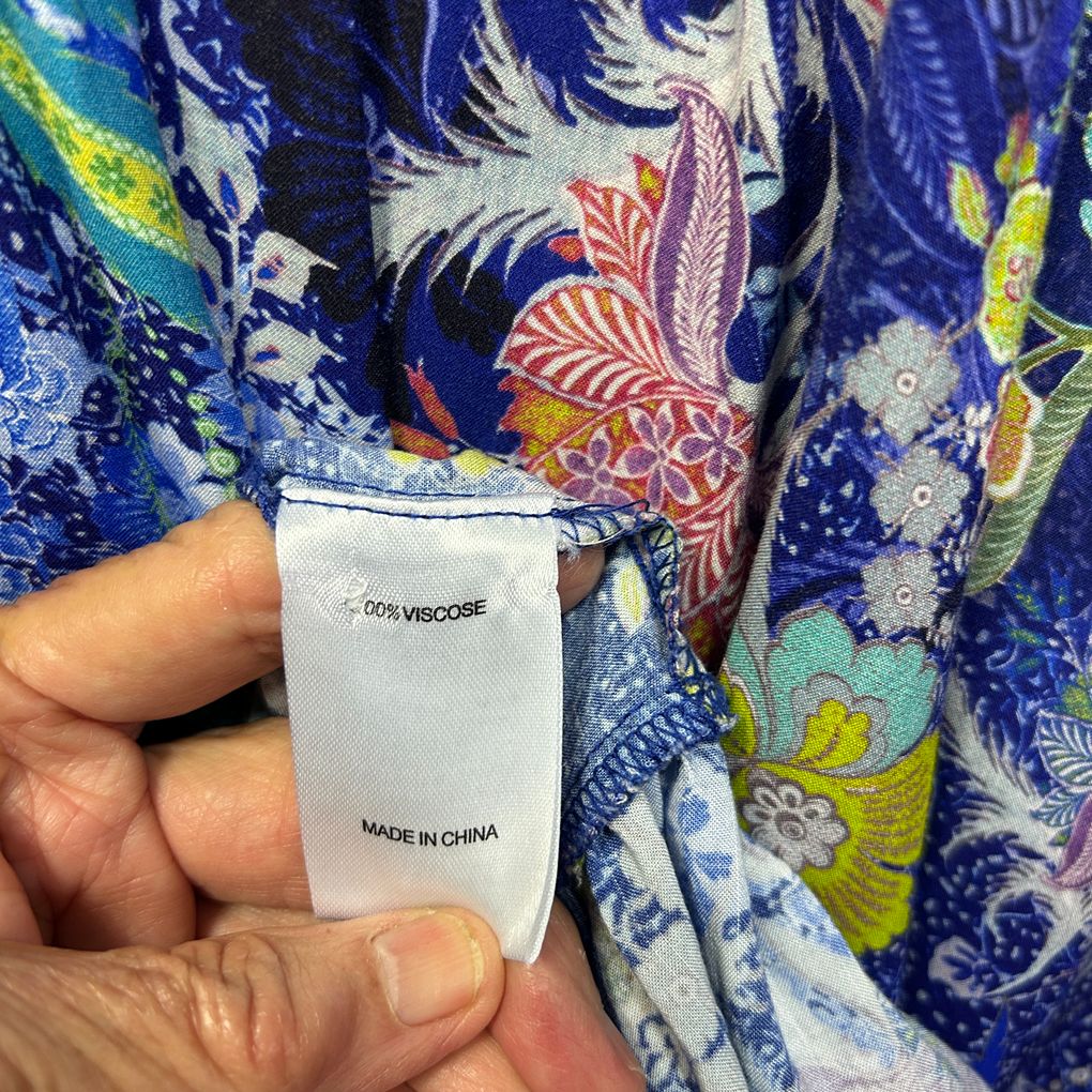 Virtuelle Blue Floral Shirred Maxi Dress - Size 20