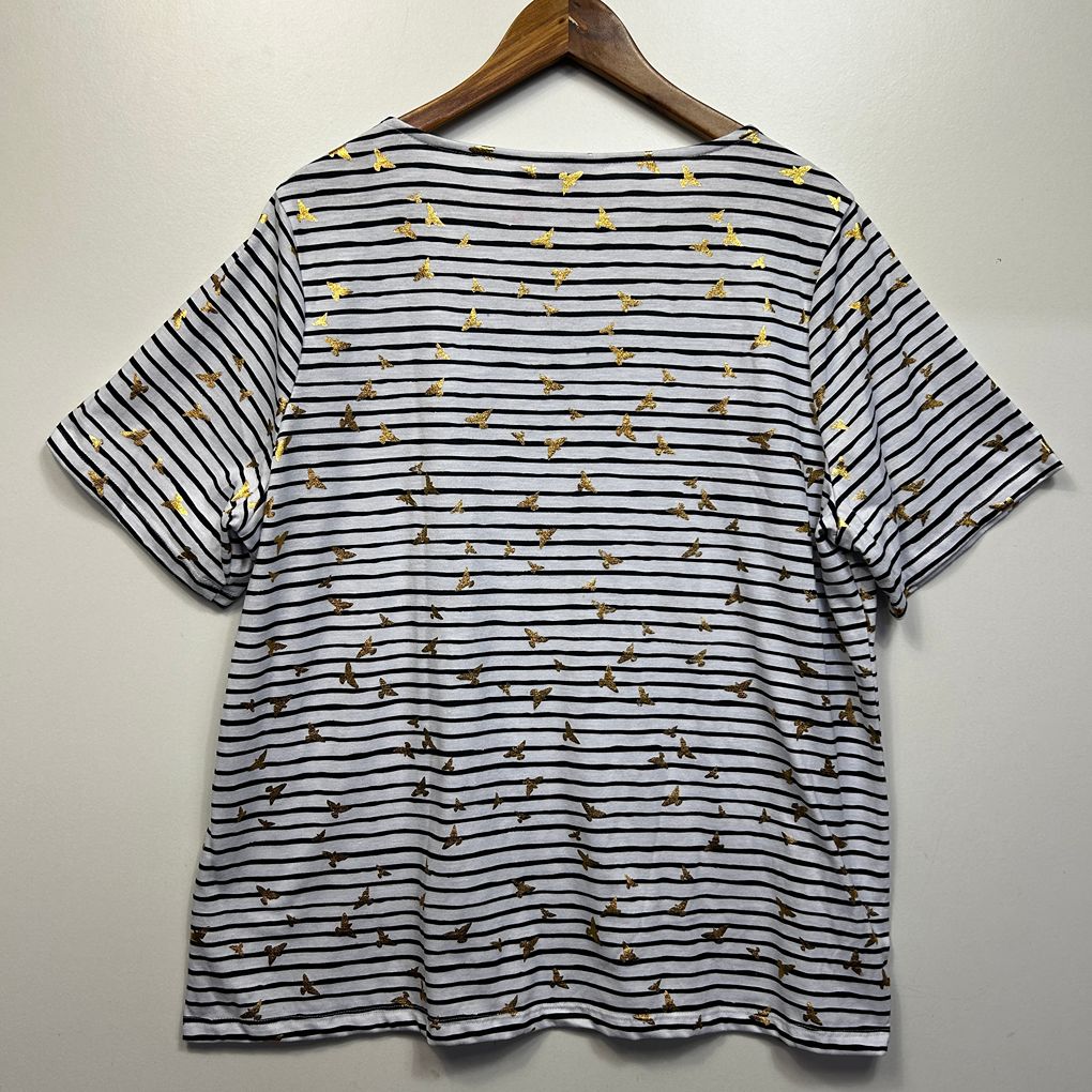 Millers White Striped Cotton Top - Size 22