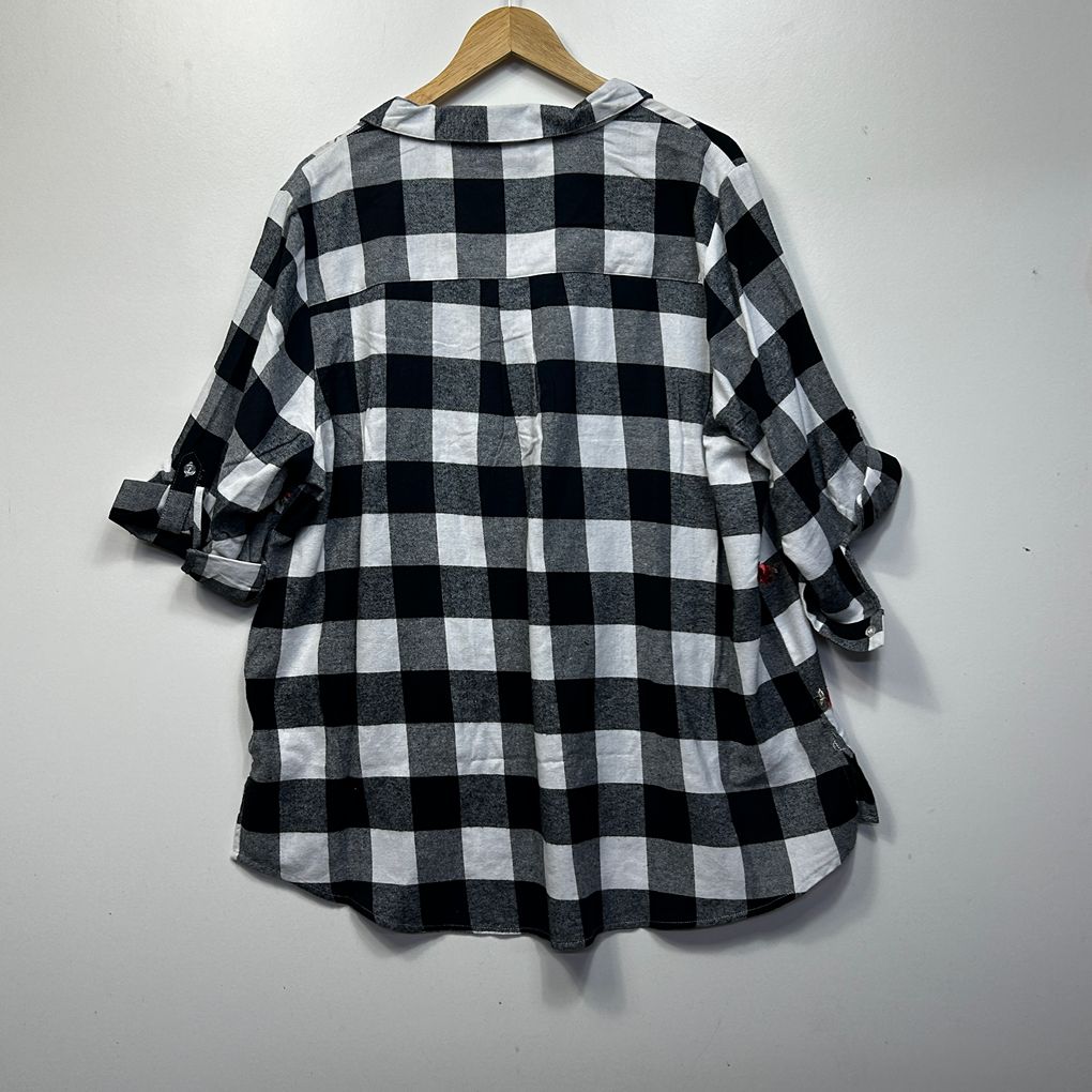 Millers Black & White Check Plus Size Cotton Top - Size 22