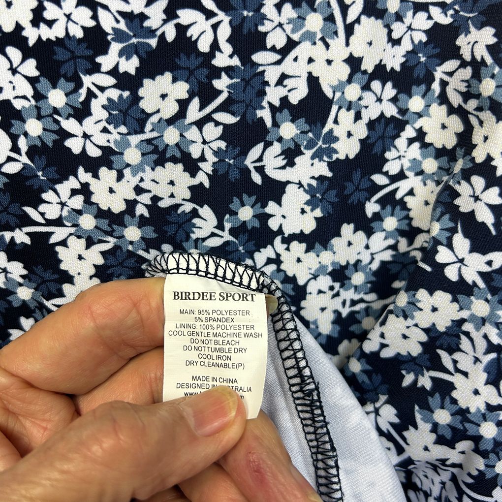 Birdee Sport Navy Floral Polo Golf Top - Size L