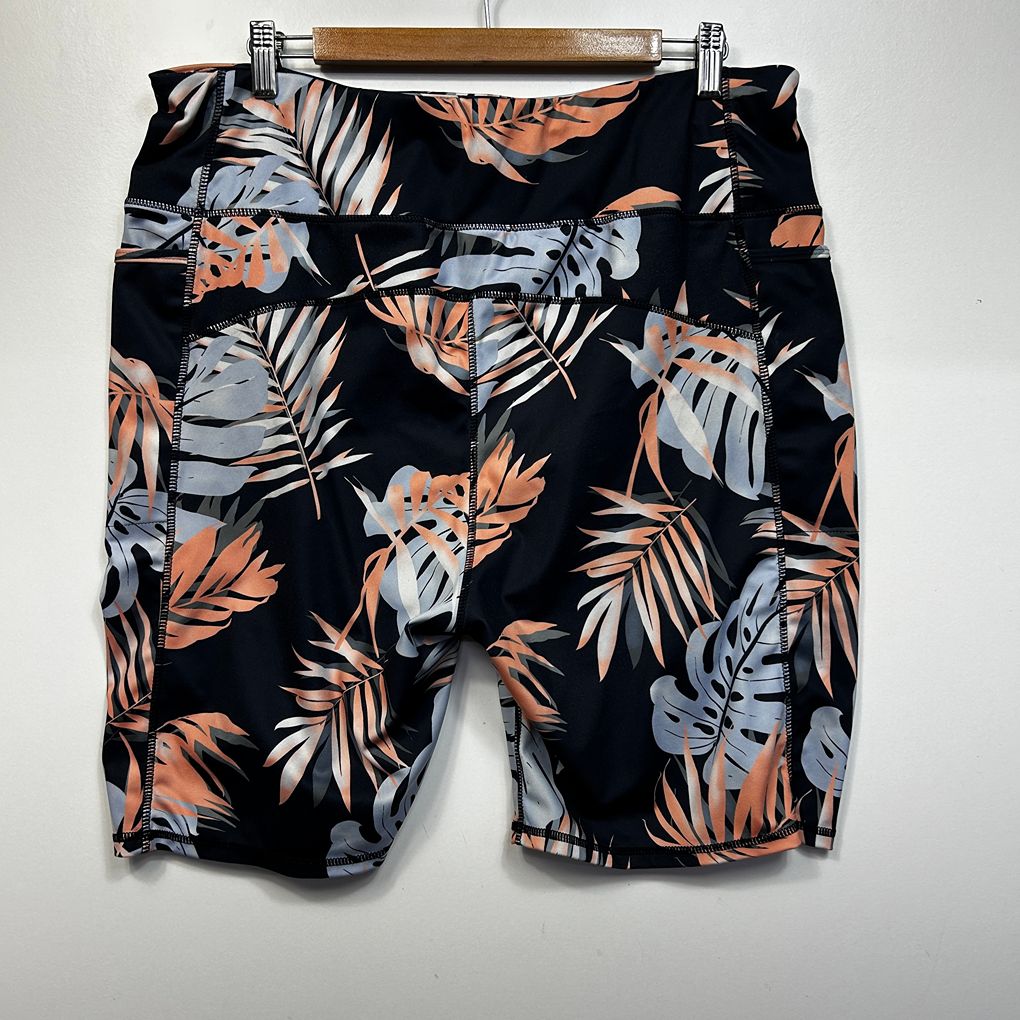 Elite Black Tropical Print Bike Shorts - Size 20