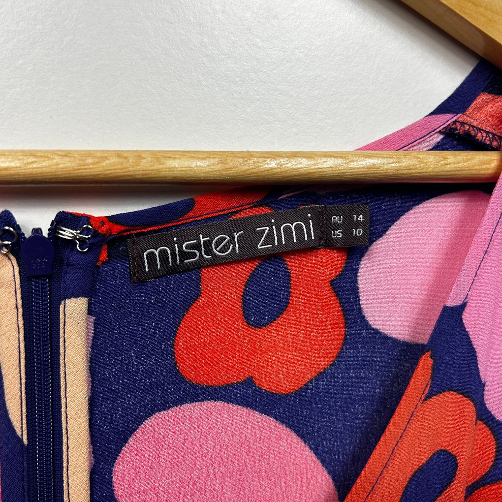 Mister Zimi Multicoloured Floral Long Sleeve Dress - Size 14