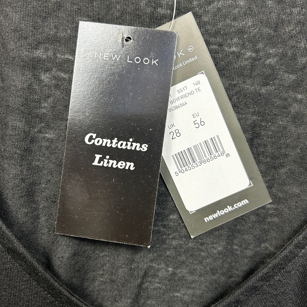 New Look Black Linen Top - Size 28