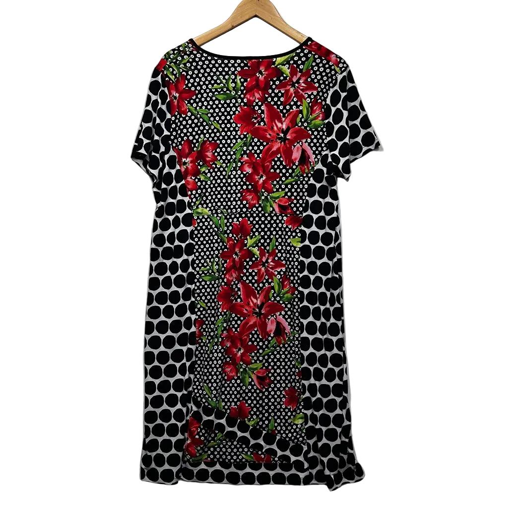 Taking Shape Black & Red Floral Spot Dress - Size 16/S