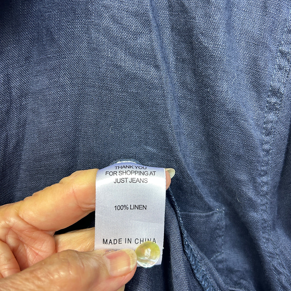Just Jeans Navy Linen Shirt - Size 16