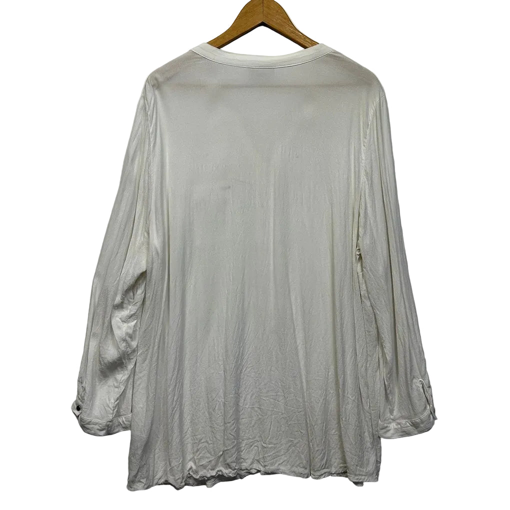 Autograph White Sheer Long Sleeve Top - Size 24
