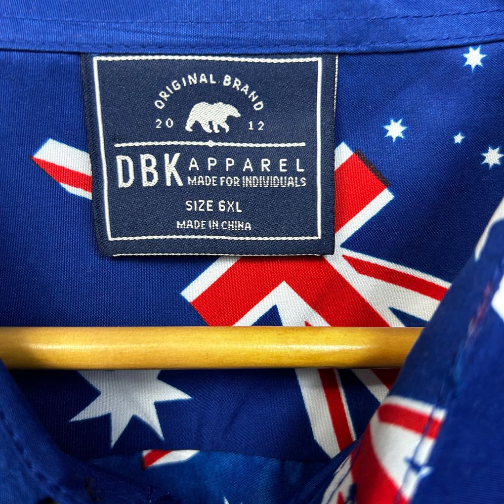 DBK Apparel Blue Australian Flag Print Shirt - Size 6XL