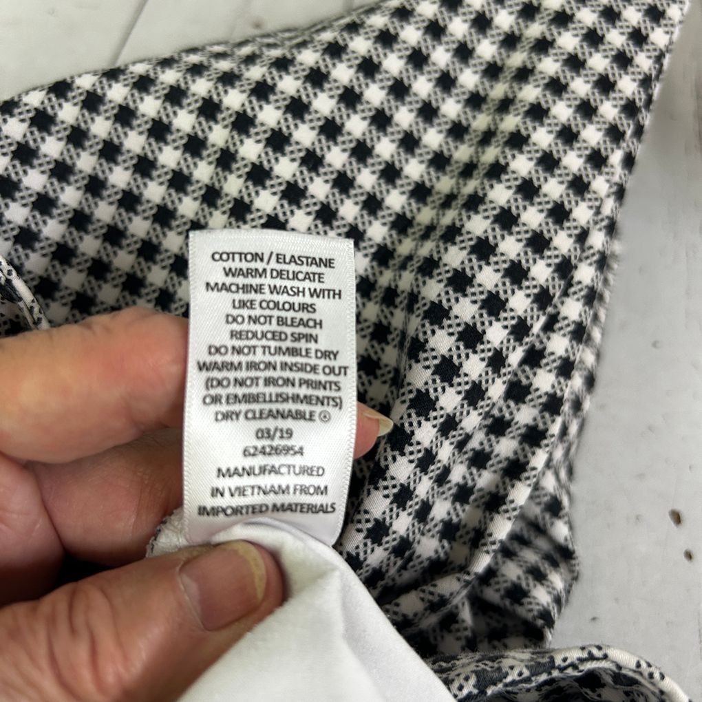 Preview Black and White Gingham Check Cotton Shorts - Size 16