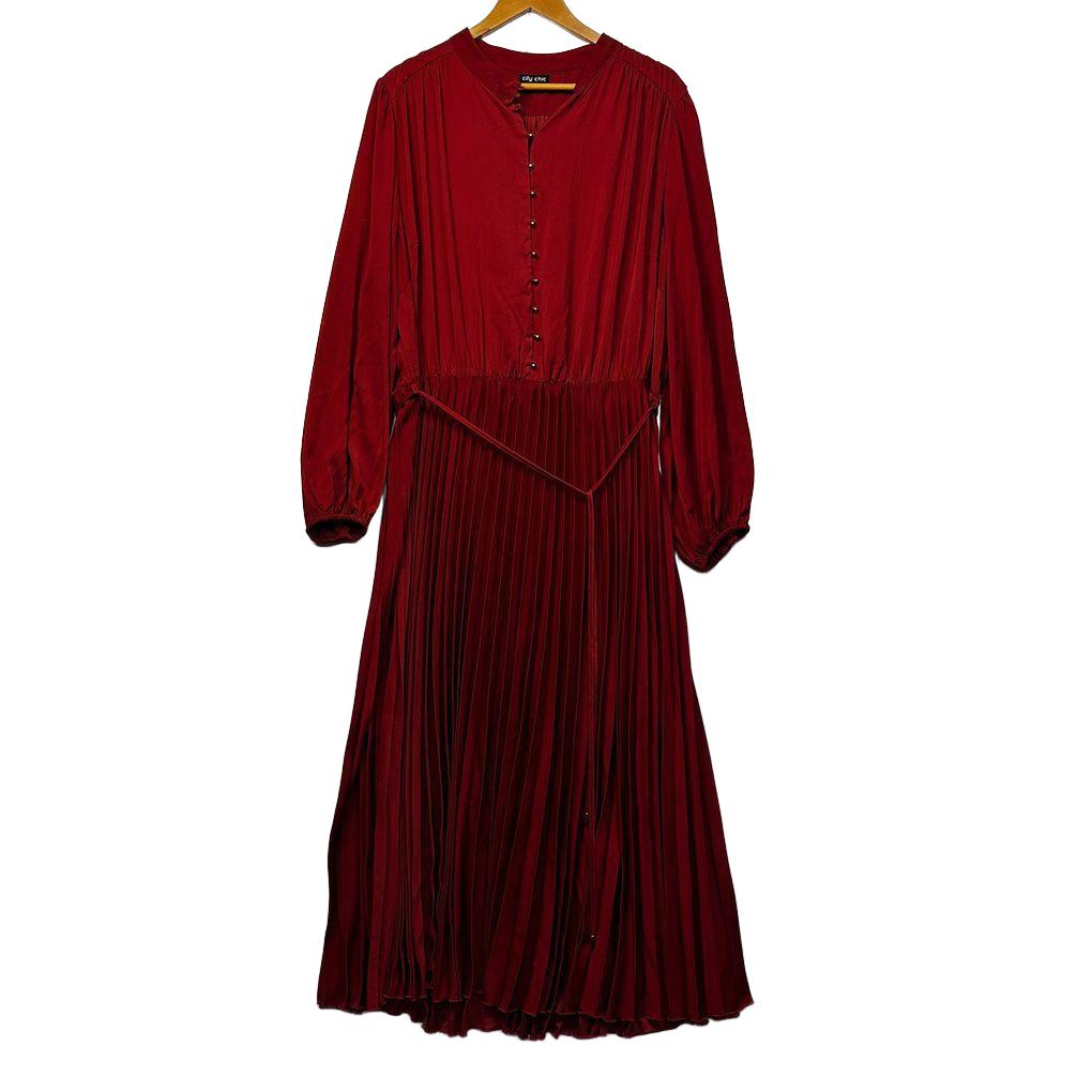 City Chic Pleated Maxi Dress - Size XL