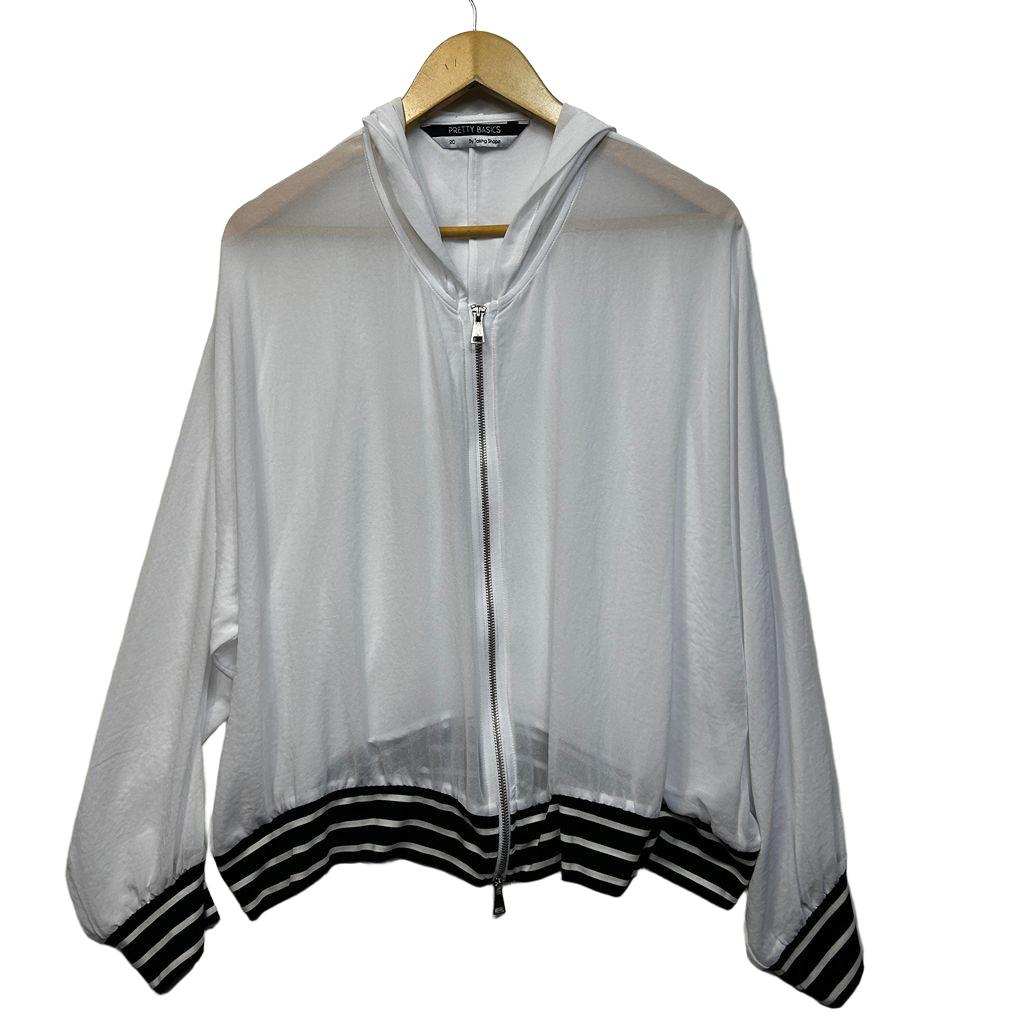 Taking Shape White Sheer Hooded Jacket Top - Size 20