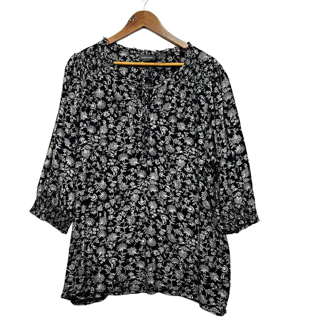 Autograph Black Floral Top - Size 22