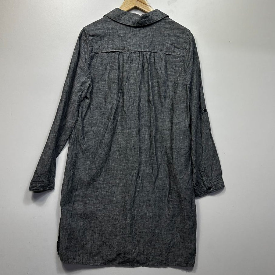 James Lakeland Made in Italy Grey Linen Shirt Dress - Size 16