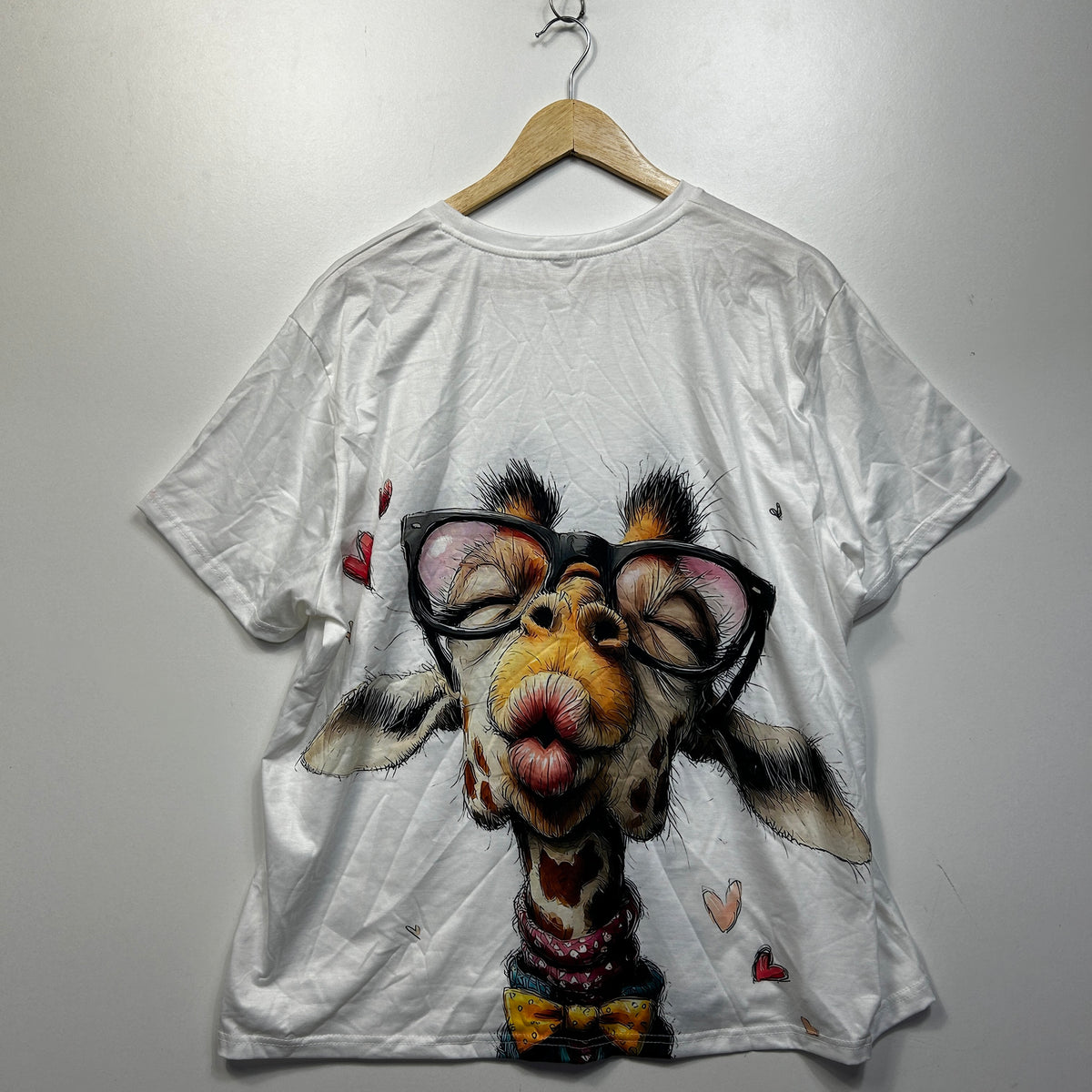 White Giraffe Print Plus Size T-Shirt - Size 4XL