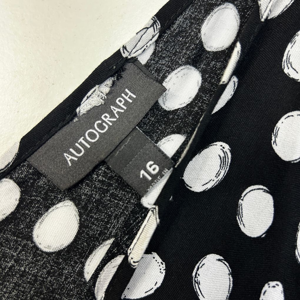 Autograph Black Polka Dot Dress - Size 16