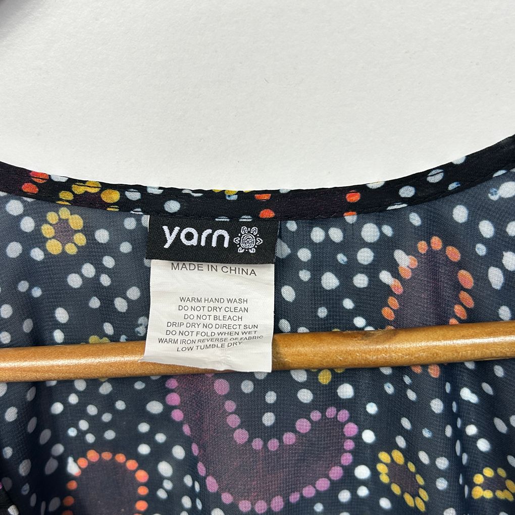 Yarn Black Multicoloured Kimono Open Front Top - One Size