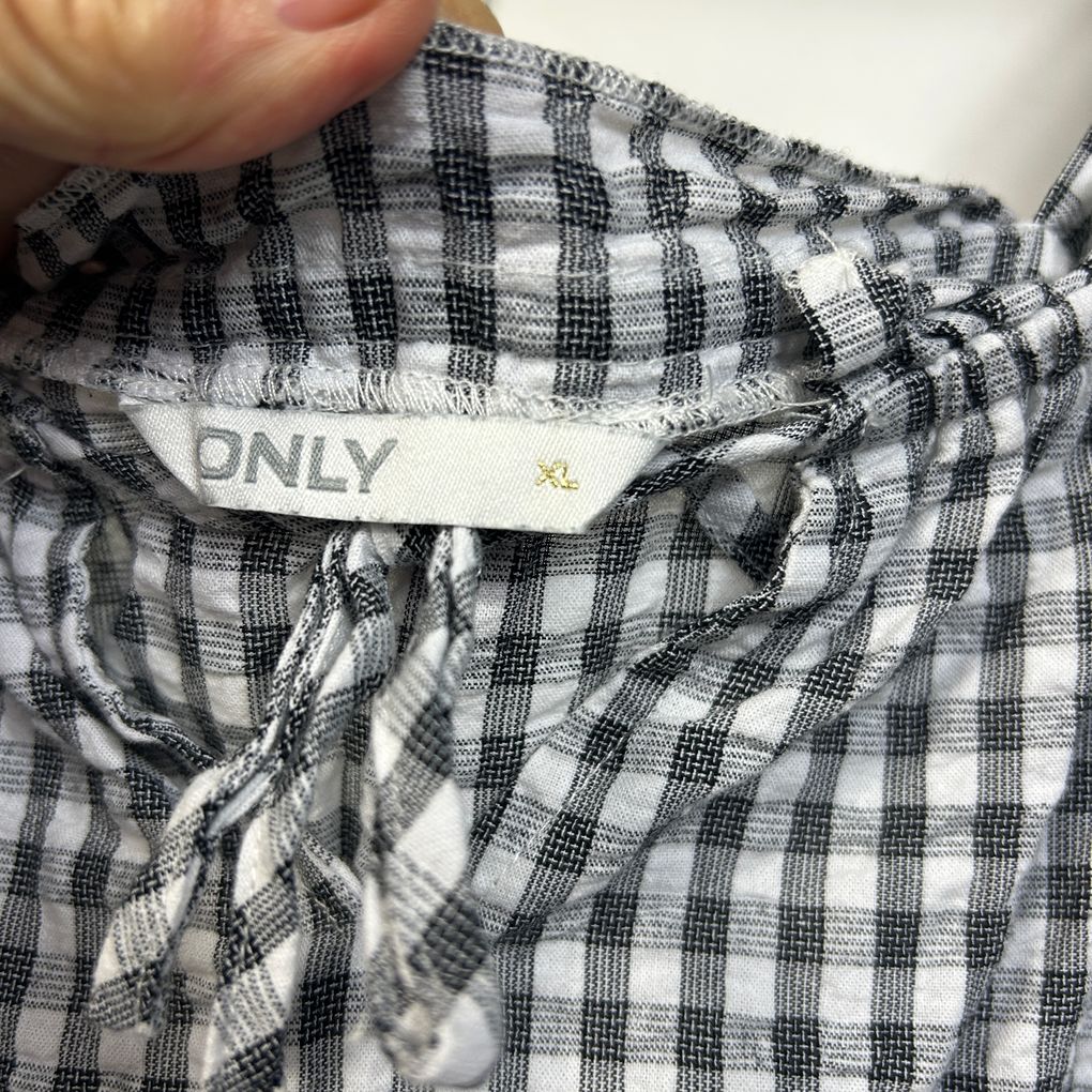 Only Black and White Check Cotton Maxi Dress - Size XL