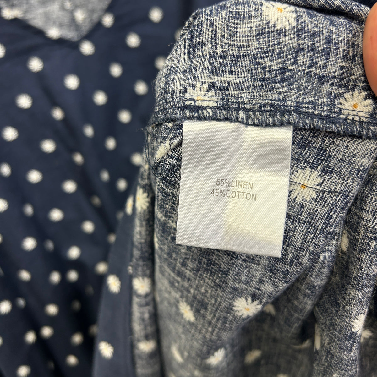 Autograph Navy Daisy Plus Size Linen Top - Size 24