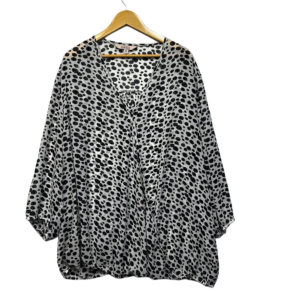 Avella Black Spot Print Top - Size 28