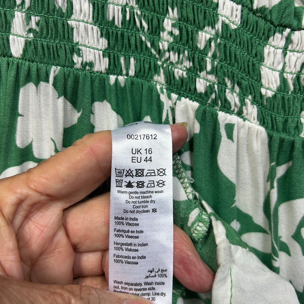 Loralette Green White Floral Maxi Dress - Size 16