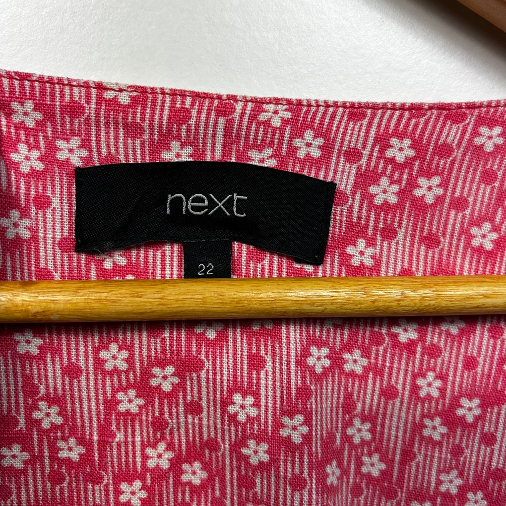 Next Pink Linen Dress - Size 22