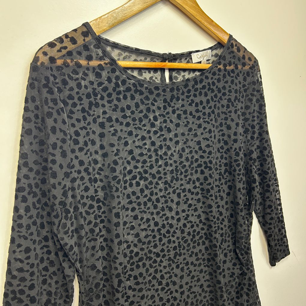 Capture Black Plus Size Sheer Cotton Top - Size 18