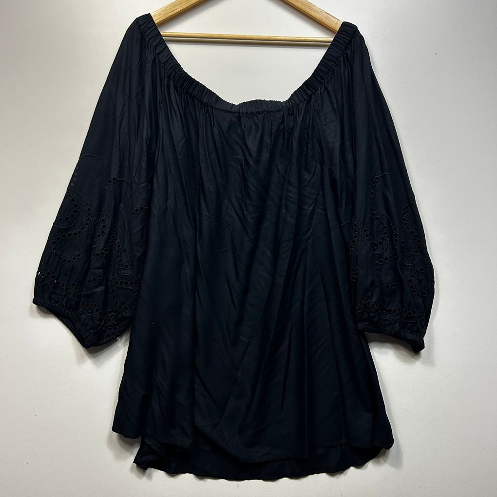 Autograph Black Embroidered Top - Size 22