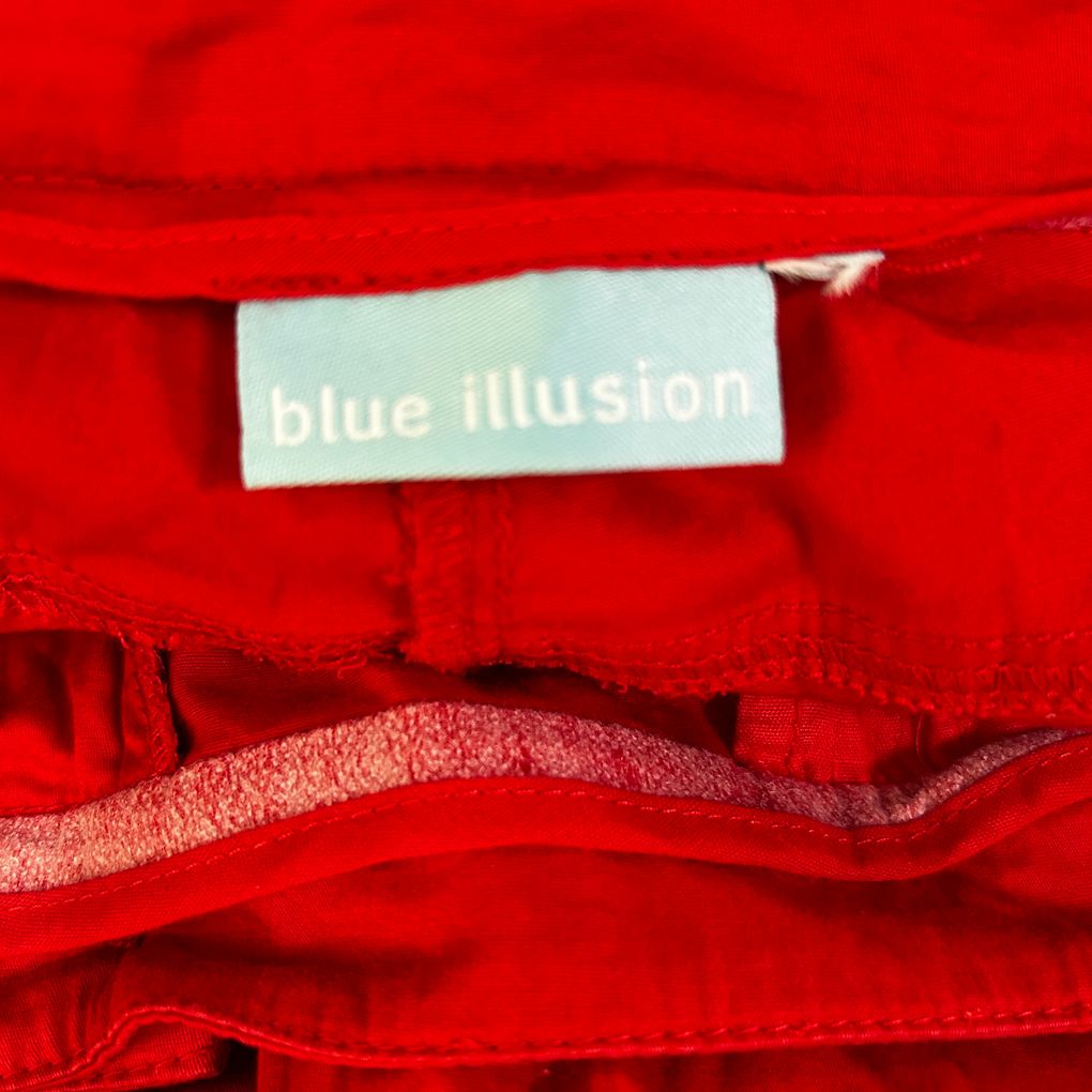 Blue Illusion Red Cotton Shorts - Size 18