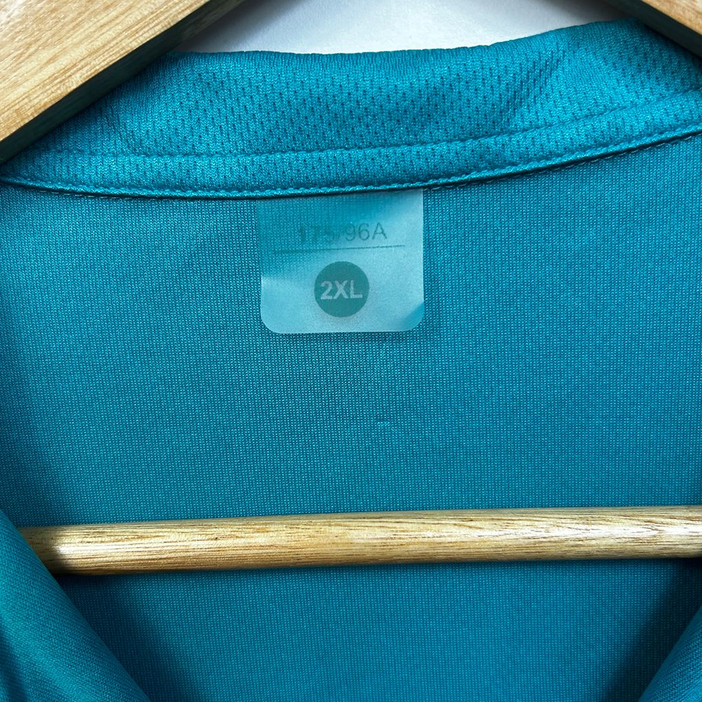Teal Print Quarter Zip Activewear Top - Size 2XL