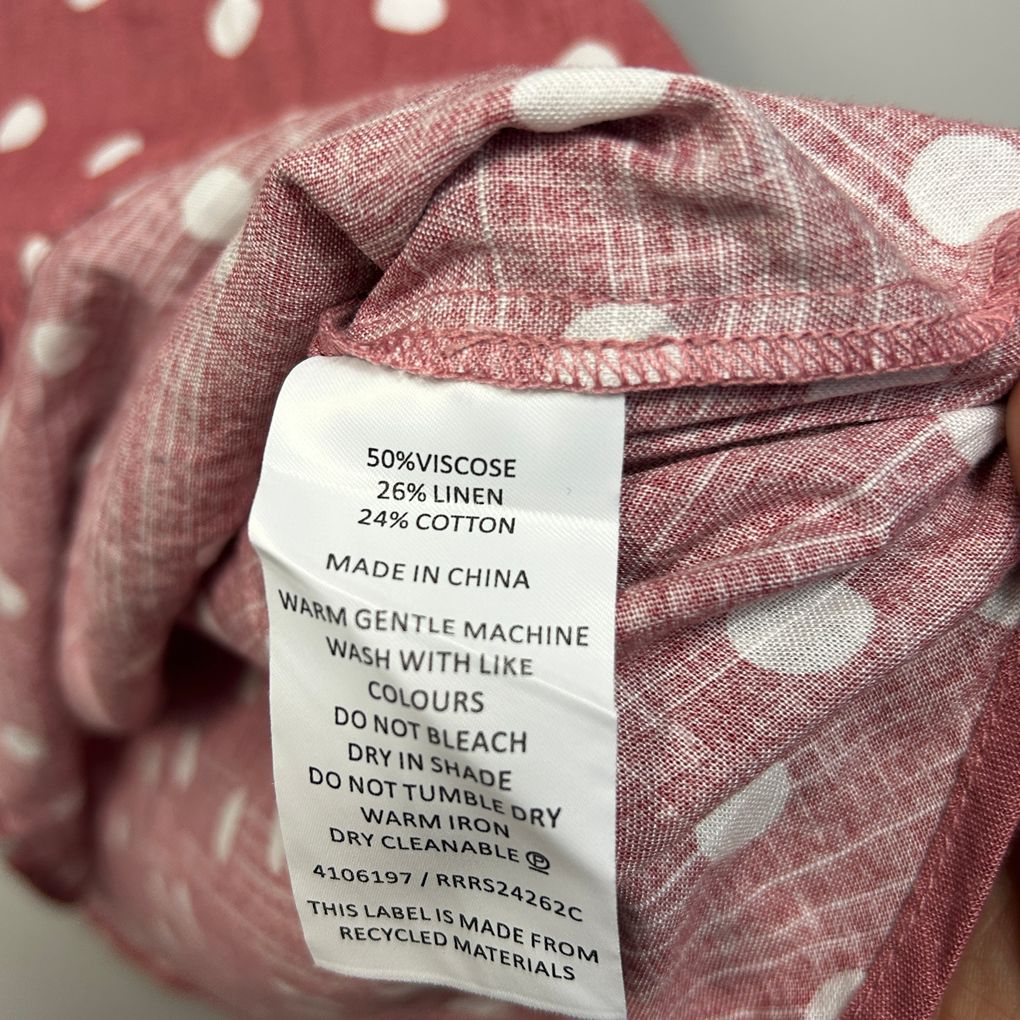 Regatta Burgundy Polka Dot Linen Top - Size 16
