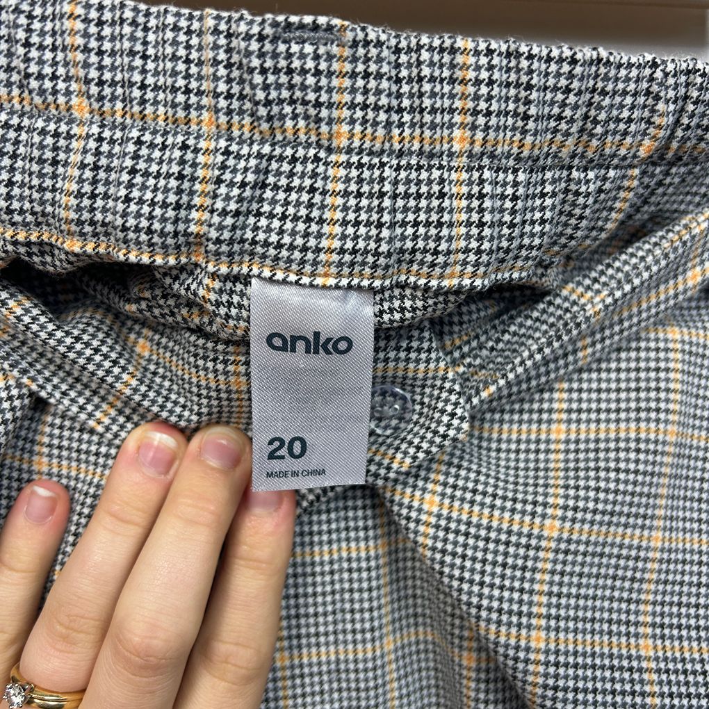 Anko Grey Plus Size Check Pants - Size 20